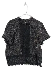 Vorschaubild 1 von Woman Tweed Top mit Spitze Damen Gr. M/38 Schwarz Elegant