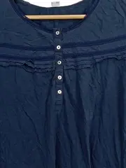 Vorschaubild 2 von Damen T-Shirt Baumwolle Kurzarm Rüschen Knopfleiste Blau M 38