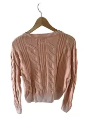Vorschaubild 2 von Damen Pullover Strickpullover Zopfmuster Gr. 40 L Rosa Baumwolle Modal
