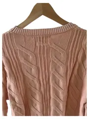Vorschaubild 7 von Damen Pullover Strickpullover Zopfmuster Gr. 40 L Rosa Baumwolle Modal