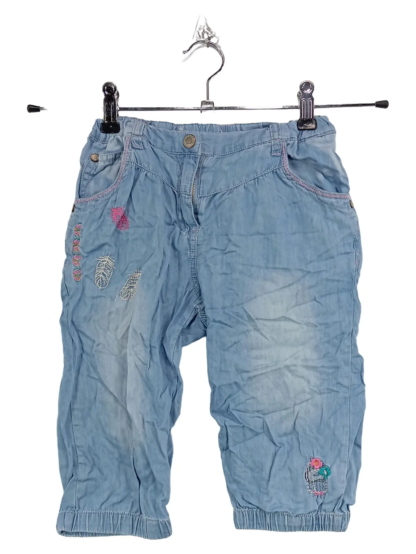 STACCATO Jeans Shorts Kinder Mädchen Gr. 128 Blau Florales Muster Baumwolle