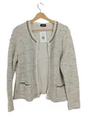 Vorschaubild 1 von Taifun Strickjacke Damen Gr. 44 XXL Beige Baumwolle Perlen Fransen Cardigan