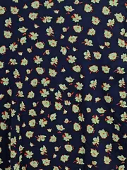 Vorschaubild 2 von Damen Langarmshirt Blumenmuster Blau Gr. M Stehkragen