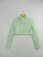 Vorschaubild 2 von Trainingsjacke Damen Gr. 38 Grün Cropped Sport Jacke Mesh Reißverschluss