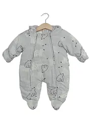 Vorschaubild 1 von Schneeanzug Kinder Overall Kapuze Tiermotiv Grau Gr. 56