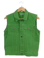 Vorschaubild 1 von Kinder Jeansweste Gr. 140 Grün Ärmellos Baumwolle Freizeit Vintage