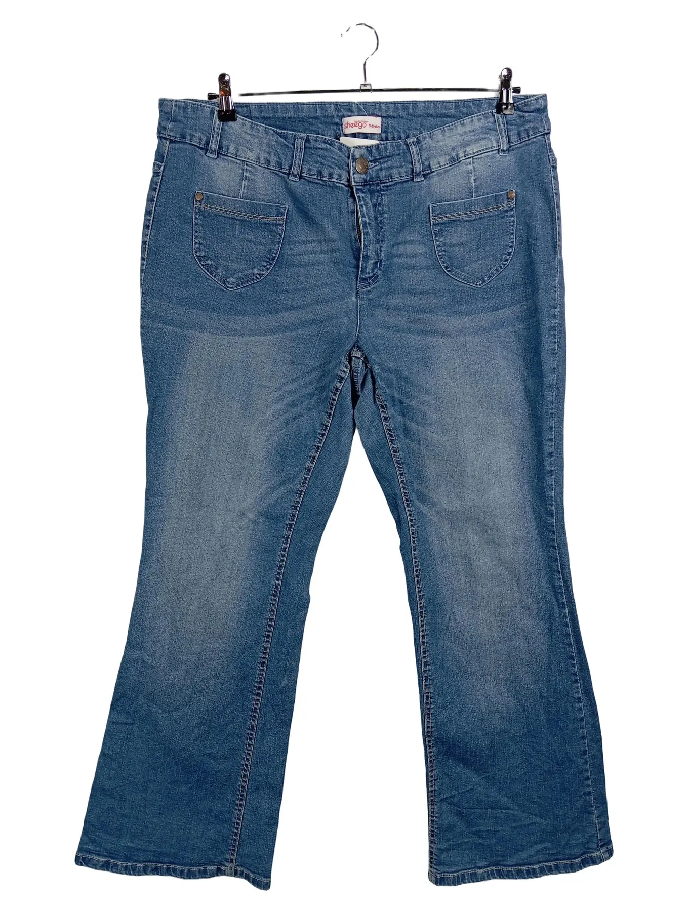 SHEEGO Jeans Bootcut Damen Blau Gr. 50 W41 5XL Baumwolle Stretch