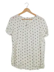 Vorschaubild 1 von Damen Bluse Kurzarm Gr. 40/L Weiß Geometrisch Viskose