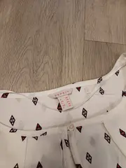 Vorschaubild 3 von Damen Bluse Kurzarm Gr. 40/L Weiß Geometrisch Viskose