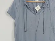 Vorschaubild 3 von Damen Bluse Gr. 36/S Blau Gestreift Kurzarm Viskose