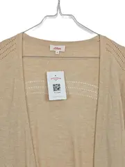 Vorschaubild 5 von Damen Strickjacke Cardigan Gr. 38 M Beige Lochmuster