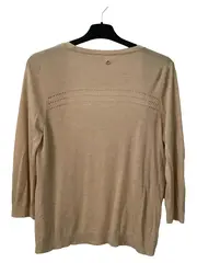 Vorschaubild 2 von Damen Strickjacke Cardigan Gr. 38 M Beige Lochmuster