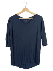 Vorschaubild 1 von Damen T-Shirt Blau Gr. XS 3/4-Arm V-Ausschnitt Viskose Casual