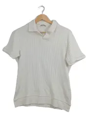 Vorschaubild 1 von Herren Poloshirt Weiß Kurzarm M Rippstrick Casual