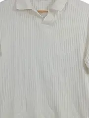 Vorschaubild 2 von Herren Poloshirt Weiß Kurzarm M Rippstrick Casual