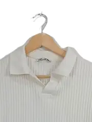 Vorschaubild 3 von Herren Poloshirt Weiß Kurzarm M Rippstrick Casual