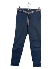 Vorschaubild 1 von Damen Chino Stoffhose Gr. 34 XS Blau mit Gürtel Slim