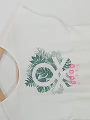 Vorschaubild 2 von BENETTON Mädchen T-Shirt Good Vibes Tropical Print Gr. 150/152 Weiß