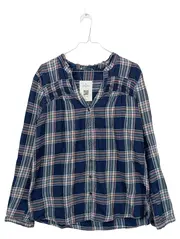 Vorschaubild 1 von EDC Damen Hemdbluse Kariert Baumwolle Langarm Freizeit Blau Gr. L