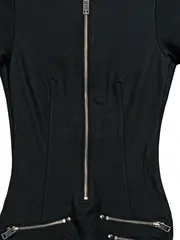 Vorschaubild 2 von Damen Minikleid Schwarz Reißverschluss Bodycon XS Freizeitkleid