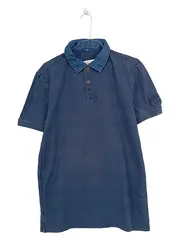 Vorschaubild 1 von Herren Poloshirt Gr. L/50 Blau Meliert Baumwolle Fitted
