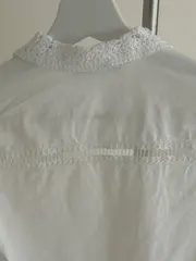 Vorschaubild 3 von Damen Bluse 34/XS Weiß mit Spitze und Häkeldetails