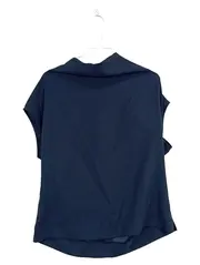 Vorschaubild 2 von Damen Bluse Gr. 36 Dunkelblau Kurzarm Elegant Drapiert