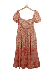 Vorschaubild 1 von Damen Sommerkleid Blumenmuster Pink Gr. 40/L Romantisch