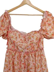 Vorschaubild 2 von Damen Sommerkleid Blumenmuster Pink Gr. 40/L Romantisch