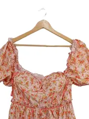 Vorschaubild 4 von Damen Sommerkleid Blumenmuster Pink Gr. 40/L Romantisch