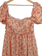 Vorschaubild 3 von Damen Sommerkleid Blumenmuster Pink Gr. 40/L Romantisch