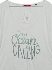 Vorschaubild 2 von Damen T-Shirt Gr. 46 Weiß Schriftzug Baumwolle Casual Freizeit