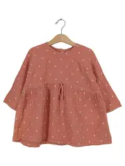 Vorschaubild 1 von Mädchen Musselin Kleid Gr. 104 Rosa Gepunktet Tunika
