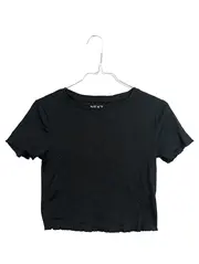 Vorschaubild 1 von Damen Rippstrick Crop Top Basic Baumwolle Schwarz Gr. S 36