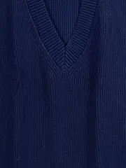 Vorschaubild 4 von Damen Pullunder Strickweste Gr. 42/XL Blau V-Ausschnitt