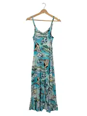 Vorschaubild 1 von Bohemian Maxikleid Sommerkleid Damen Gr. S 36 Türkis Floral