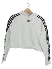 Vorschaubild 1 von Damen Cropped Hoodie Kapuzenpullover Weiß Gr. 34/XS 3-Streifen