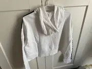 Vorschaubild 2 von Damen Cropped Hoodie Kapuzenpullover Weiß Gr. 34/XS 3-Streifen