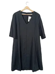 Vorschaubild 1 von Sommerkleid Damen Gr. 44 Grau V-Ausschnitt Lyocell