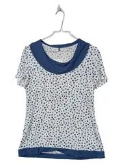 Vorschaubild 1 von Damen T-Shirt Gr. M weiß blau gepunktet Casual
