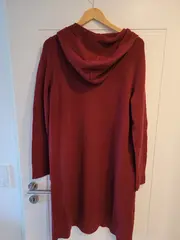 Vorschaubild 2 von Damen Strickjacke mit Kapuze Rot Gr. 40/L Longcardigan