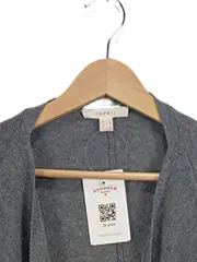 Vorschaubild 3 von Damen Strickjacke Cardigan Grau Melange Gr. L Baumwolle Casual