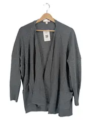 Vorschaubild 1 von Damen Strickjacke Cardigan Grau Melange Gr. L Baumwolle Casual