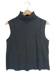 Vorschaubild 1 von Damen Pullunder Rollkragen Strick Weste Grau Meliert Gr. S 36