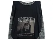 Vorschaubild 2 von Damen Langarmshirt Gr. 2XL Schwarz Grau Pailletten Print