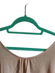 Vorschaubild 3 von Damen T-Shirt Gr. M Beige Baumwolle Viskose Kurzarm Raffungen