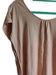 Vorschaubild 4 von Damen T-Shirt Gr. M Beige Baumwolle Viskose Kurzarm Raffungen