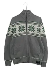 Vorschaubild 1 von Strickjacke Herren Norwegermuster Grau Baumwolle Reißverschluss Gr. M