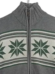 Vorschaubild 2 von Strickjacke Herren Norwegermuster Grau Baumwolle Reißverschluss Gr. M