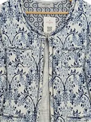 Vorschaubild 3 von Damen Jacke Gr. 38 Blau Floral Muster Reißverschluss